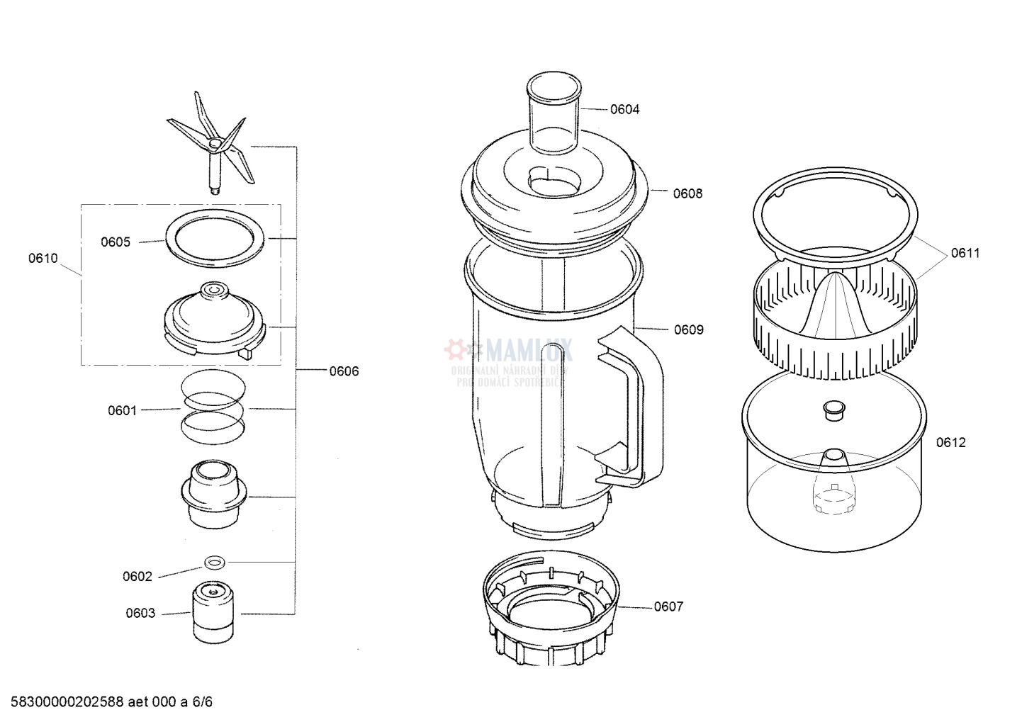 Spare Parts Mixer Bosch MSM6716001: Mixing beaker - c.0107