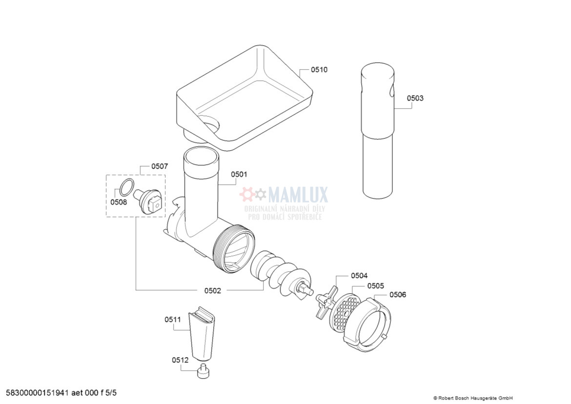 Spare Parts Mixer Bosch MUM488005